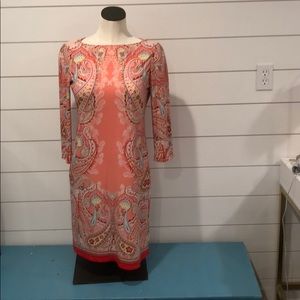 London Times coral  multi colored dress